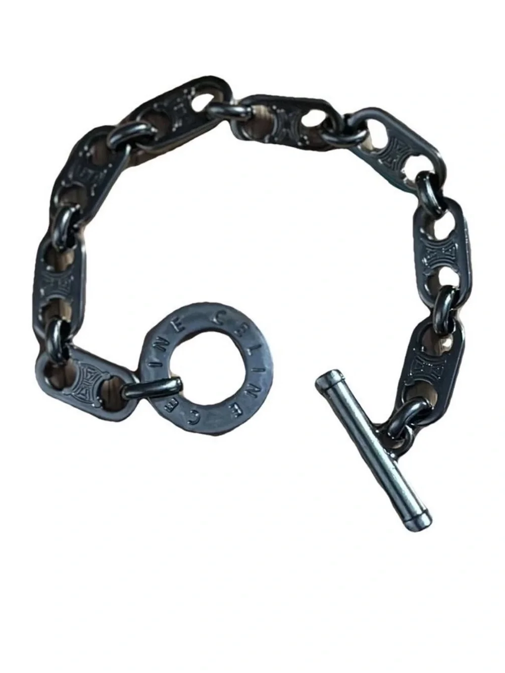 Celine Silver Chain Link Toggle Bracelet - Picture 2 of 5